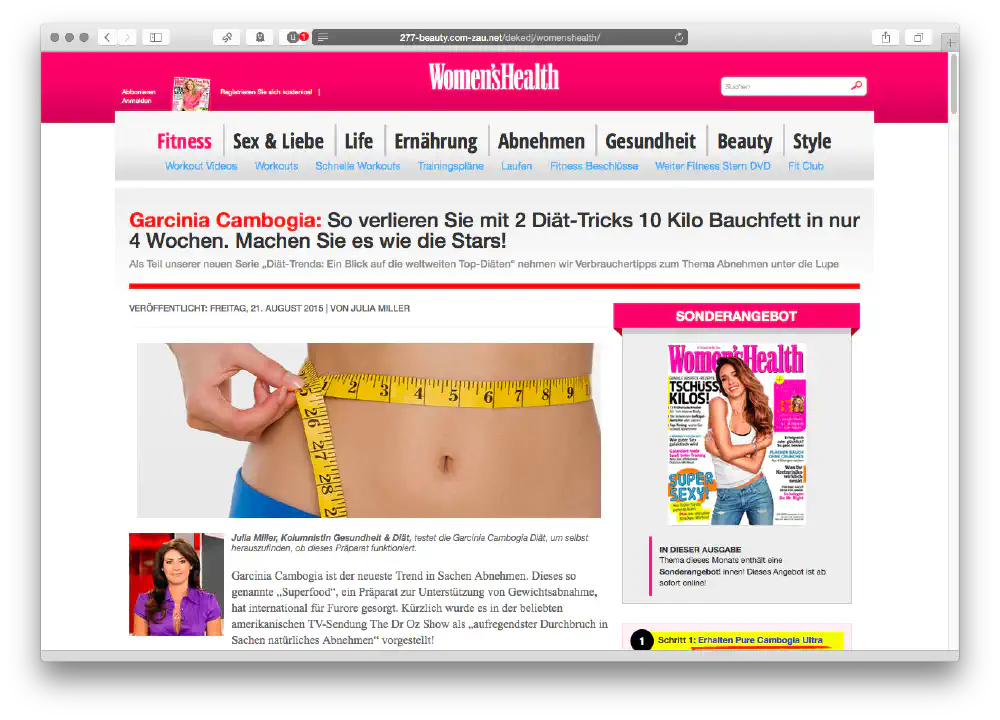 Fake Women’s Health magazine article